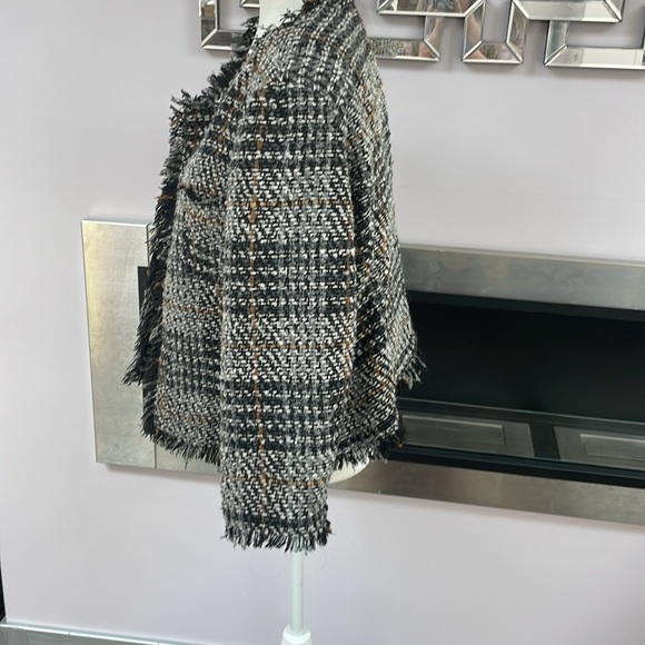 ♡Cynthia Rowley Blazer Jacket  Size XL Multicolor Woven Fringed Edges - Picture 4 of 7